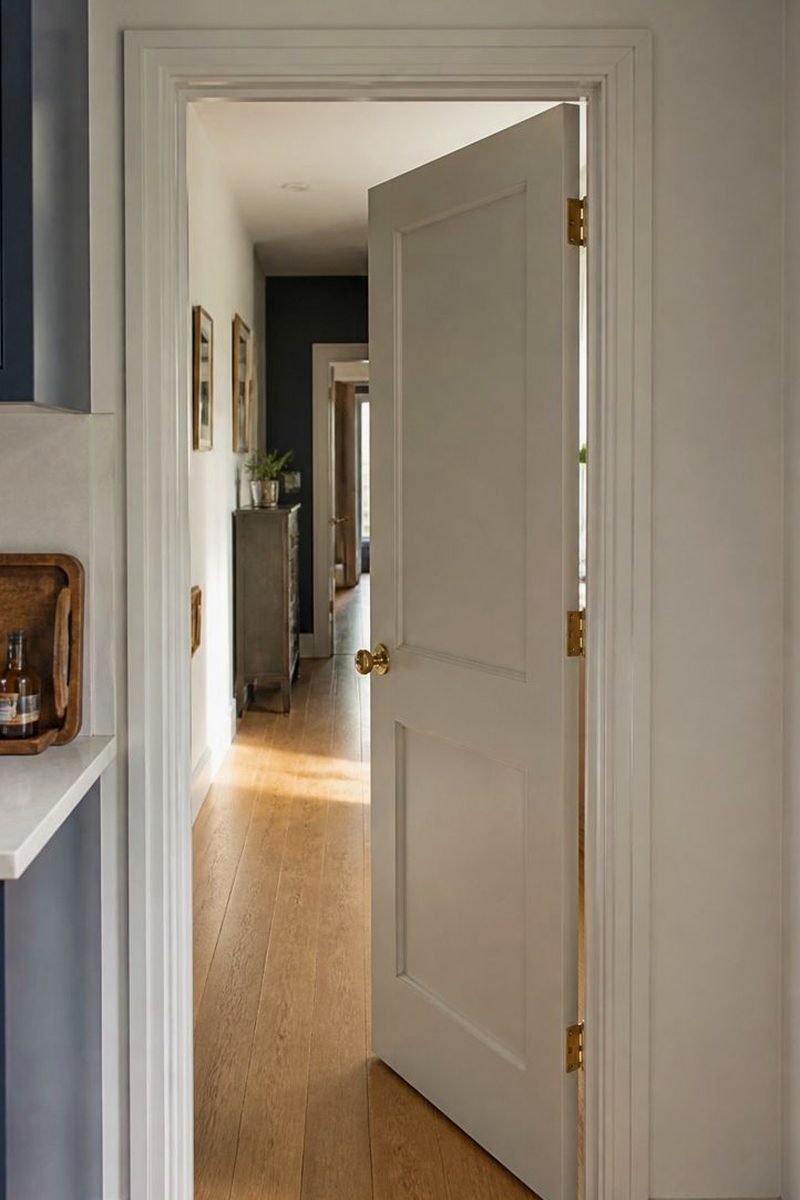 Typical second-fix joinery: doors, frames and timber edges.